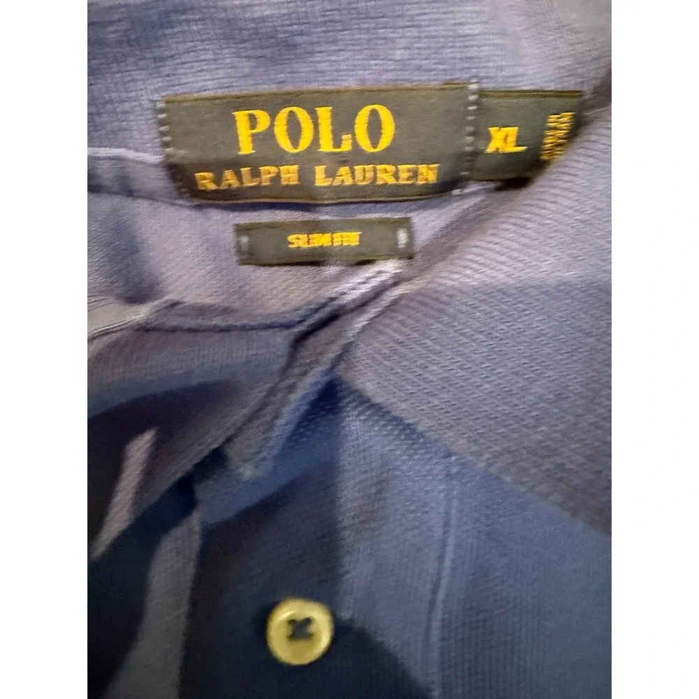 Polo Ralph Lauren Mens XL Slim Fit Royal Blue Short Sleeve Pique Polo‎ Shirt
